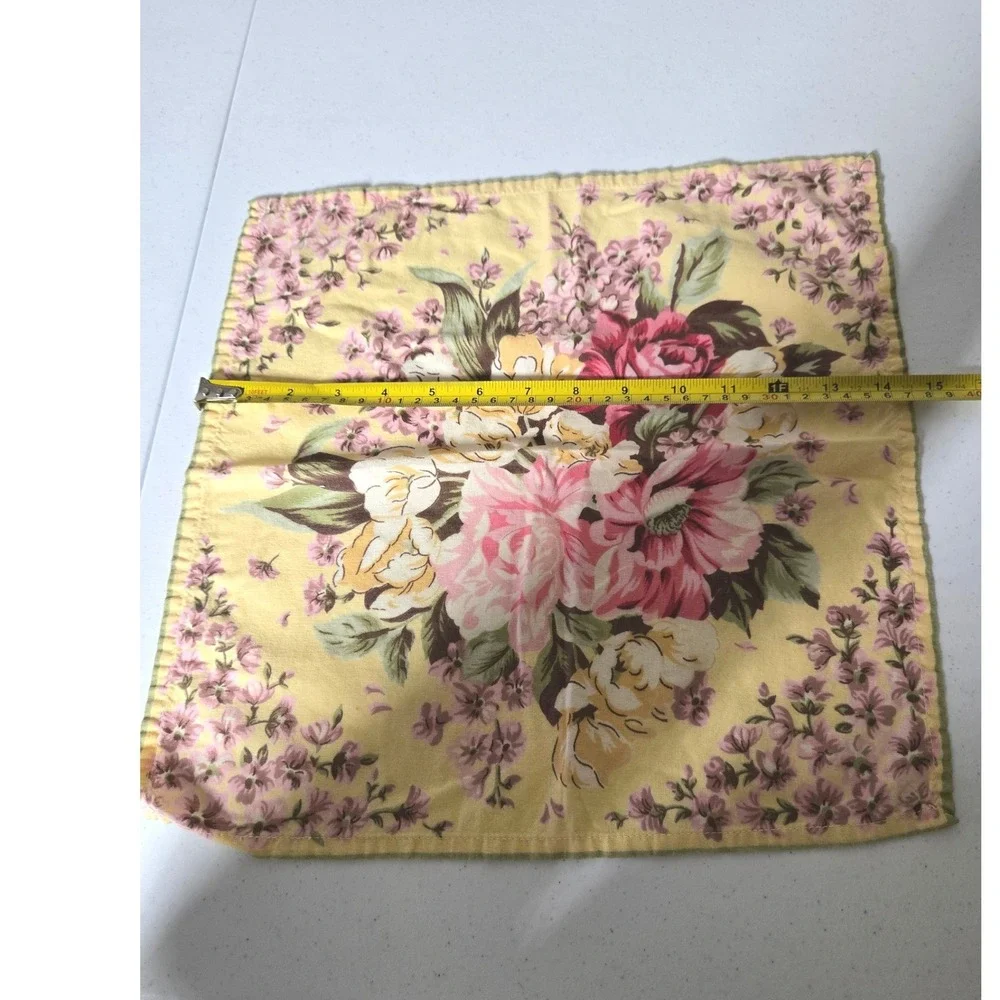 Ralph Lauren Sophie Brooke Yellow Floral Napkins Set of 4 Pink Roses Vintage